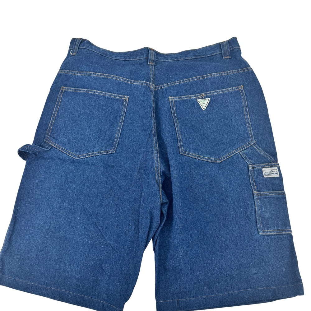 Vintage USA Guess Mens Baggy Denim Carpenter Jean Shorts‎ Jorts 42 Y2K Blue 90s